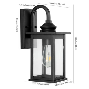 Cary 5.9" Iron/Glass Traditional Modern Lantern LED Outdoor Lantern - JONATHAN Y